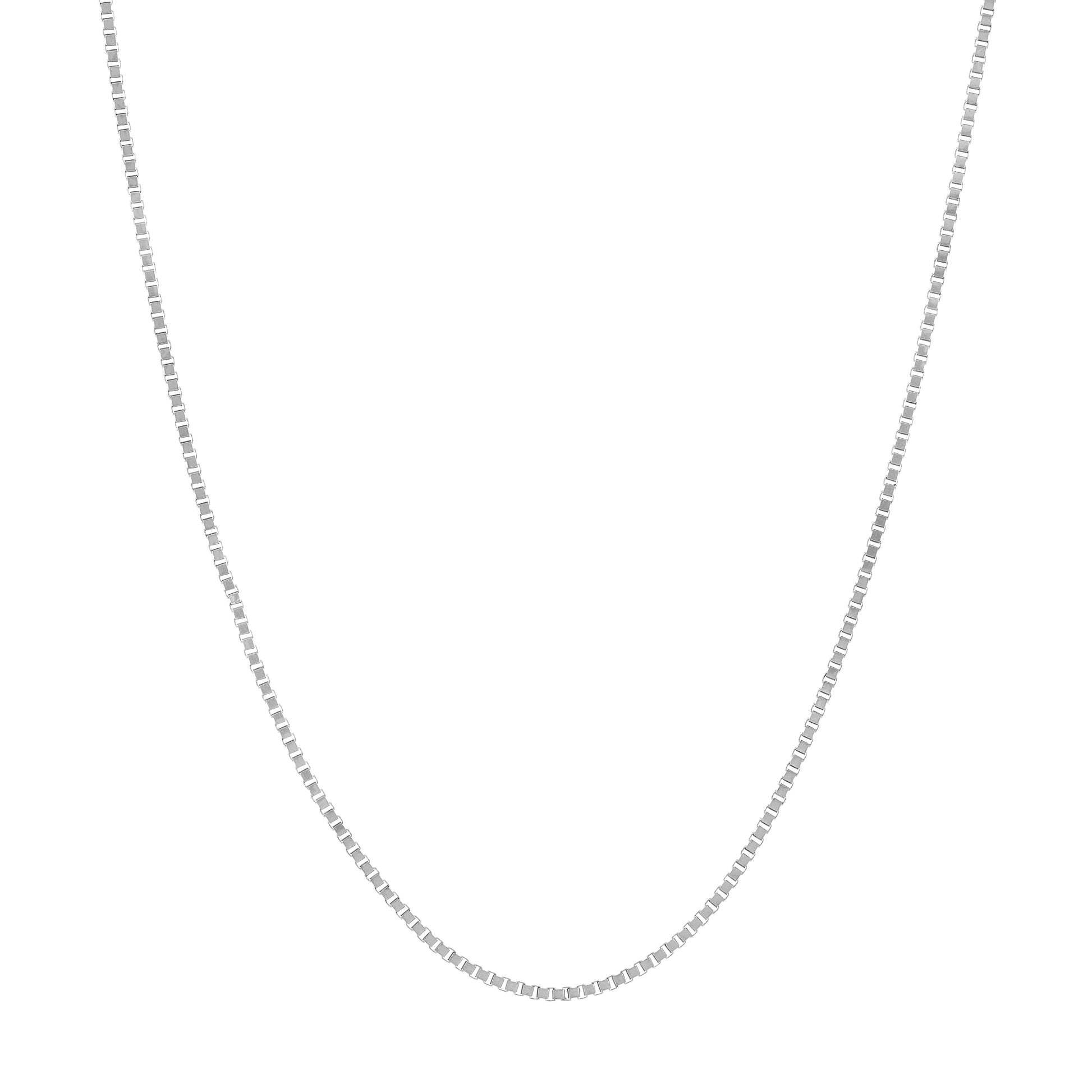 Silver chain necklace on a white background