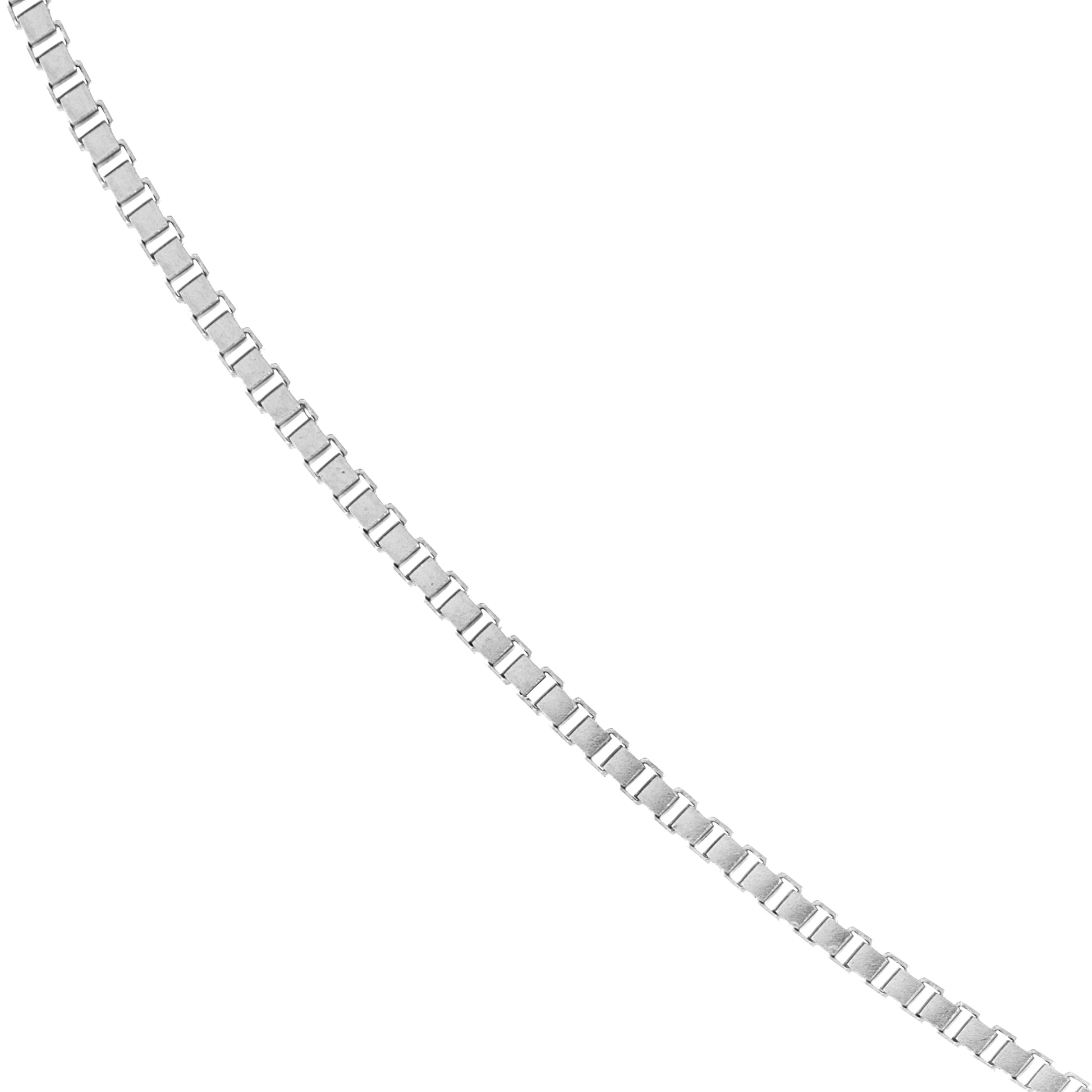 Silver chain necklace on a white background