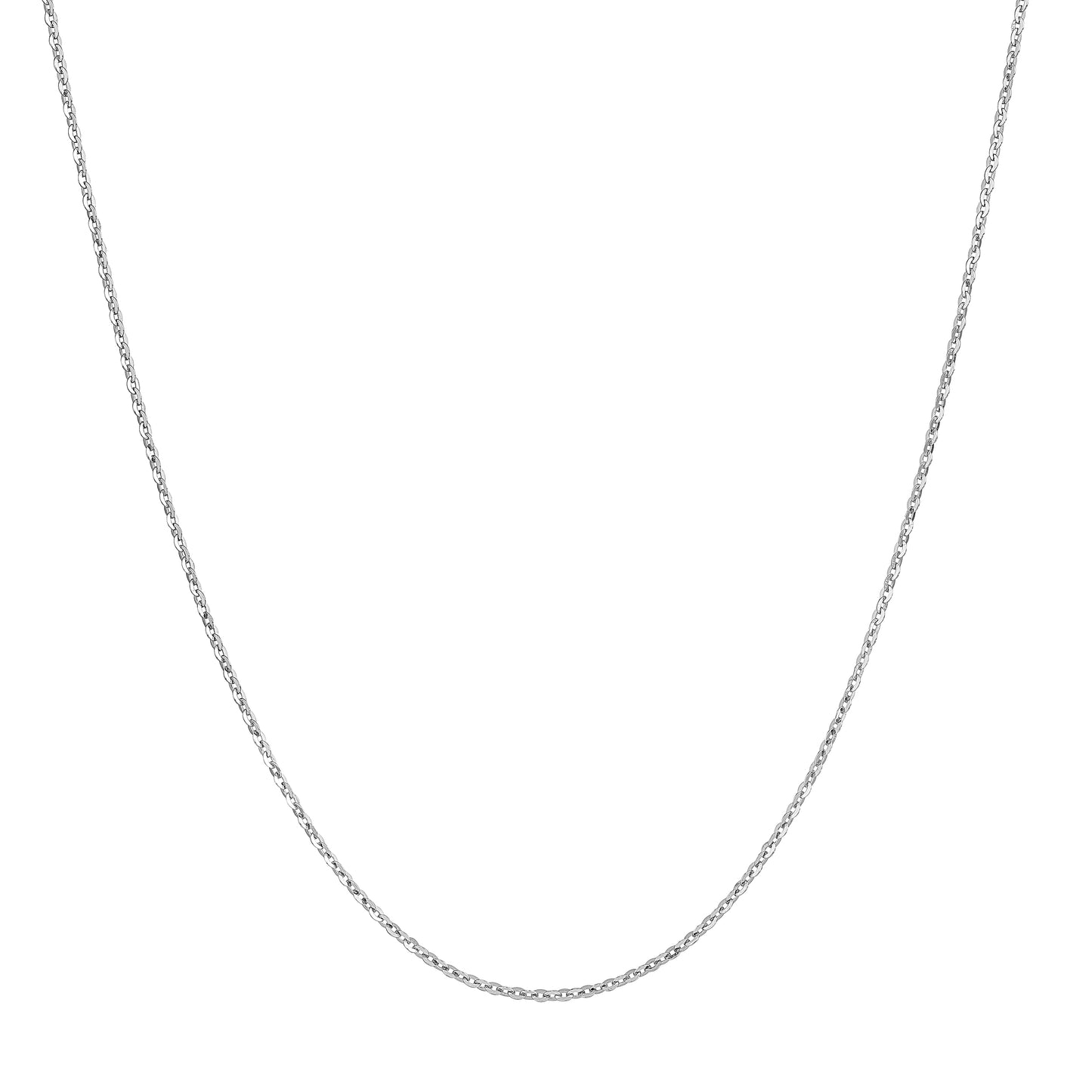 Silver chain necklace on a white background