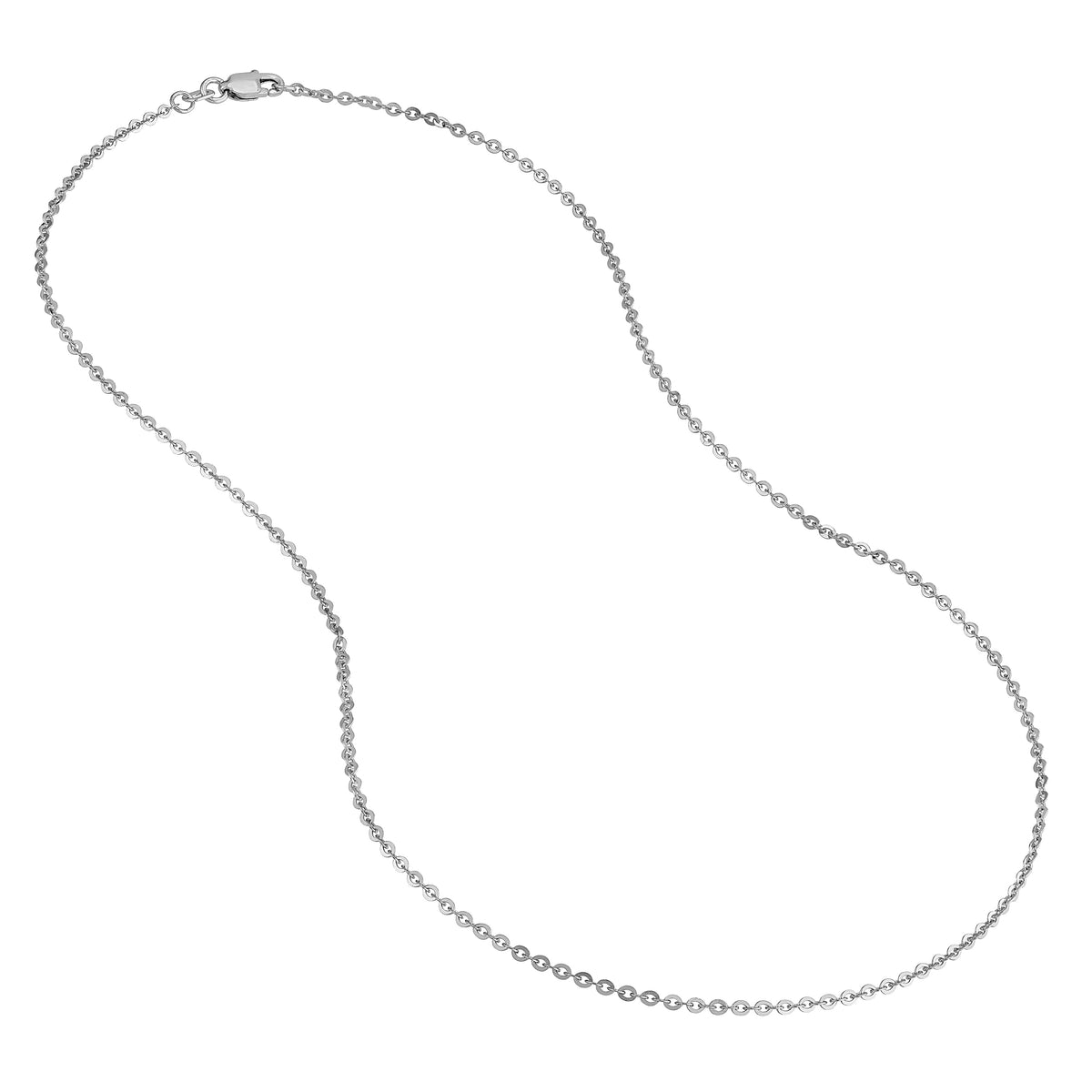 Silver chain necklace on a white background