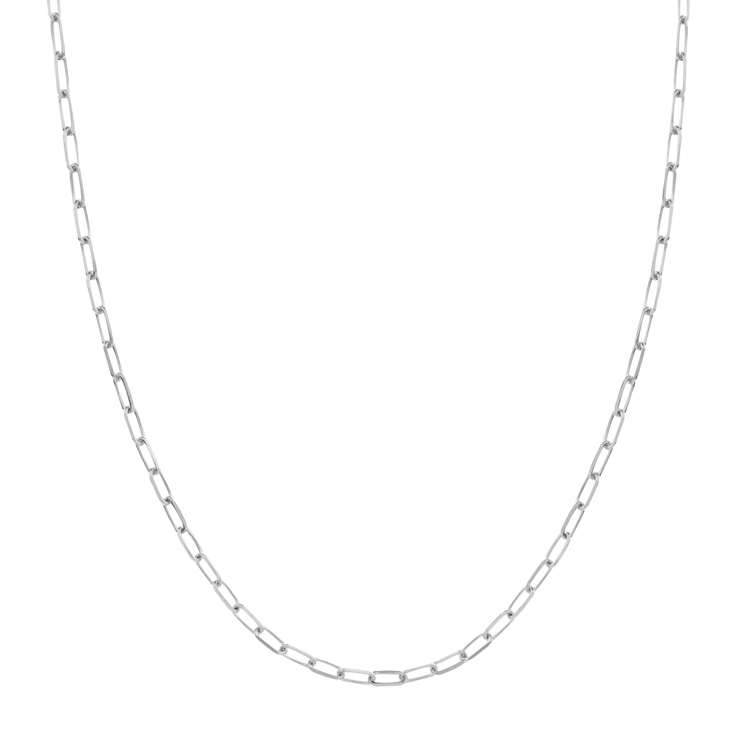Silver chain necklace on a white background