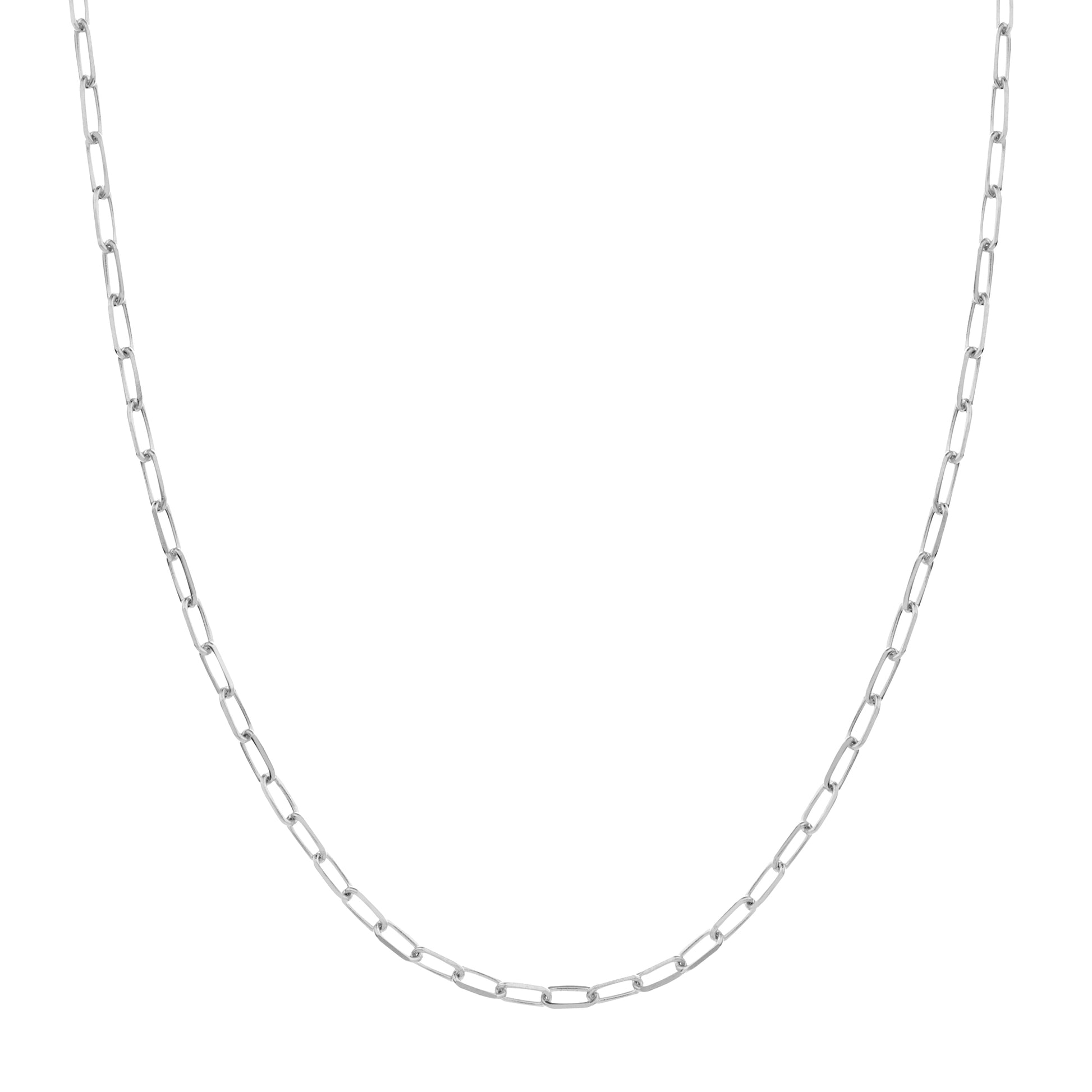 Silver chain necklace on a white background