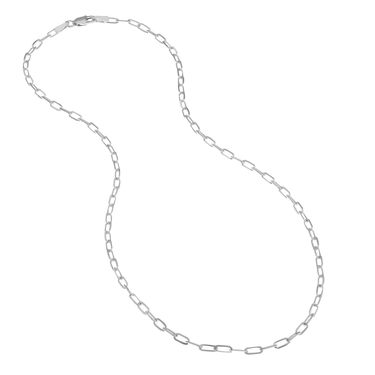 Silver chain necklace on a white background