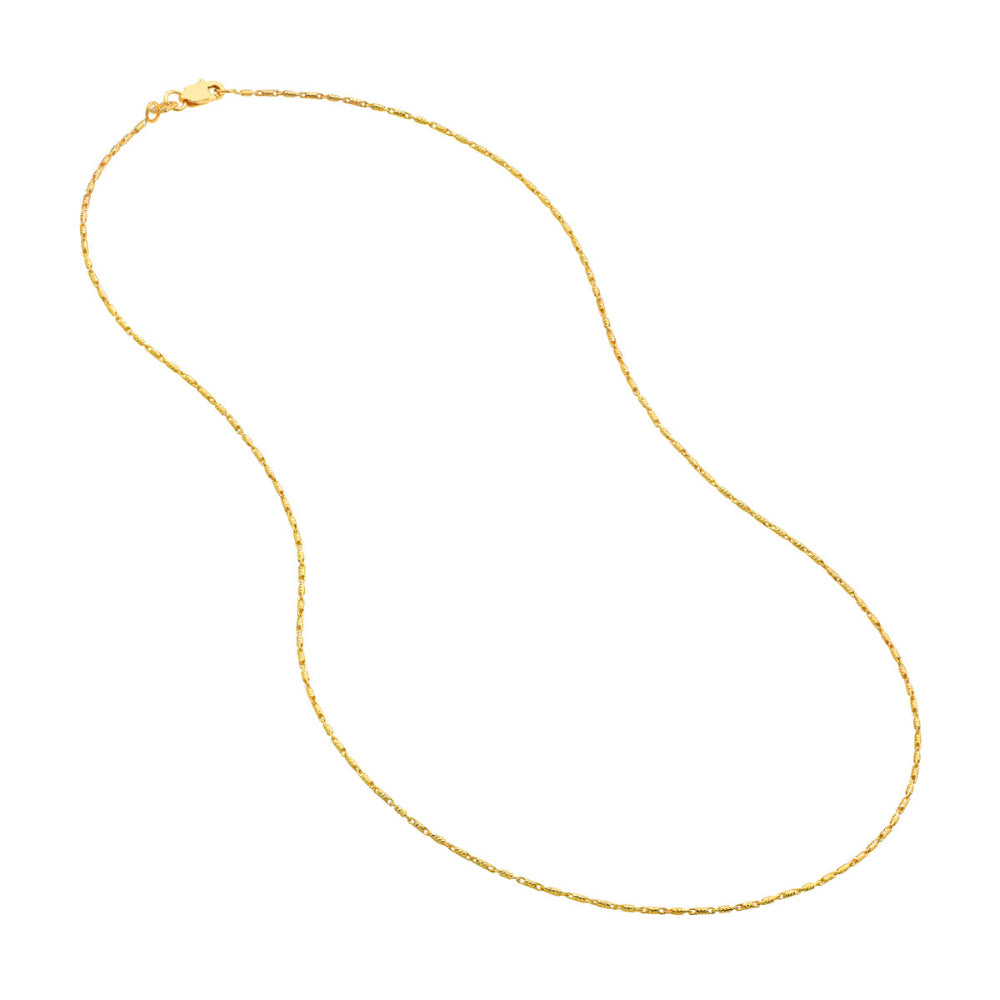 Yellow Gold .95mm Diamond Cut Tube Bead Chain 