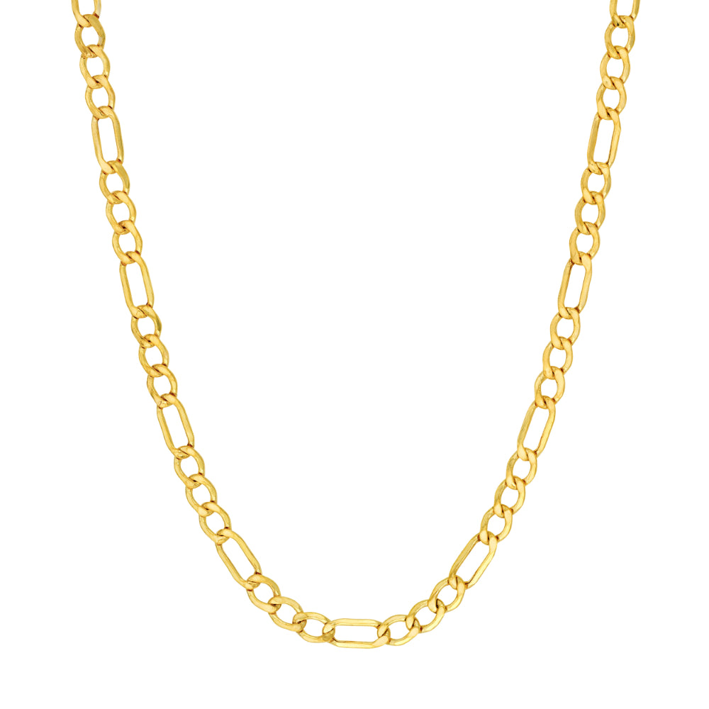 gold tone link chain necklace on white background