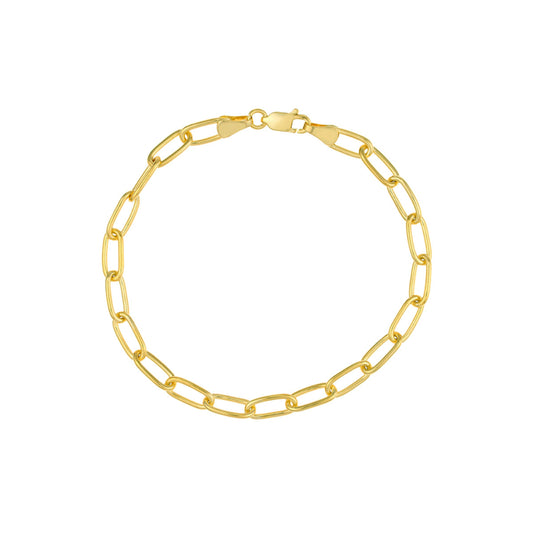 14k Yellow Gold Paper Clip Chain Bracelet, 7.5"