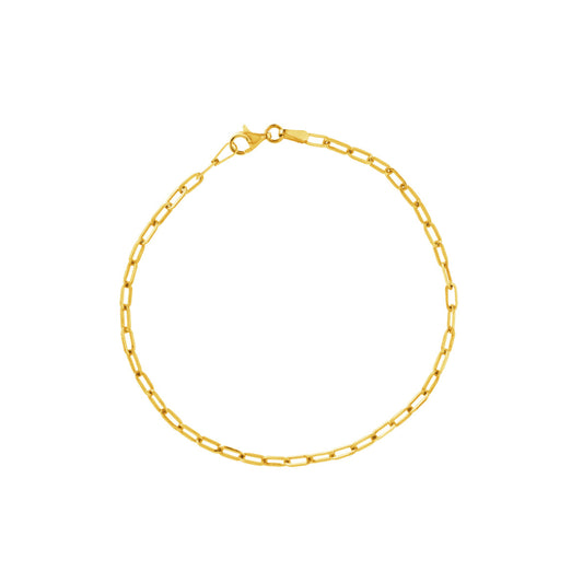 14k Gold Paper Clip Link Chain Bracelet 7.25"