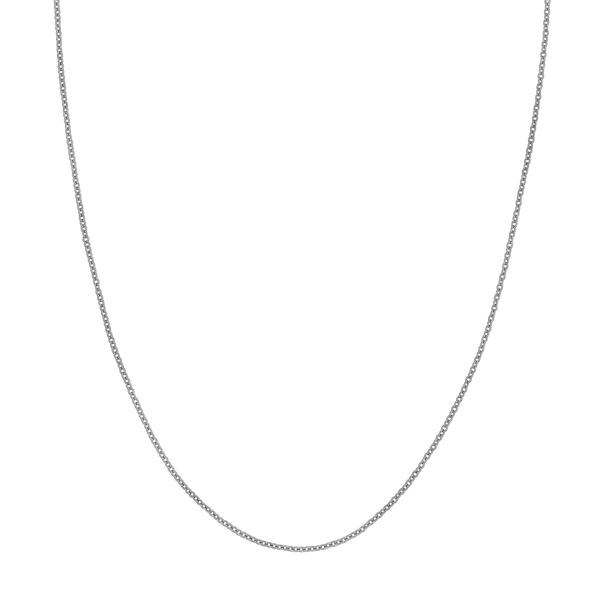 A delicate silver chain necklace shown against a plain white background.