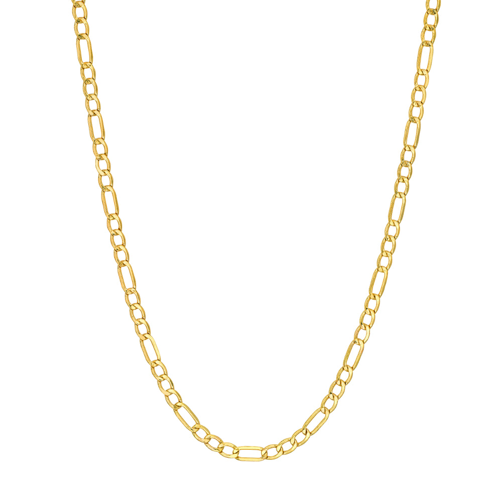 gold tone link chain necklace on white background