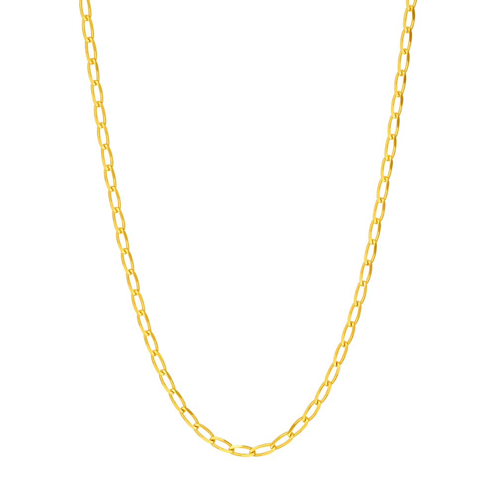 gold tone link chain necklace on white background