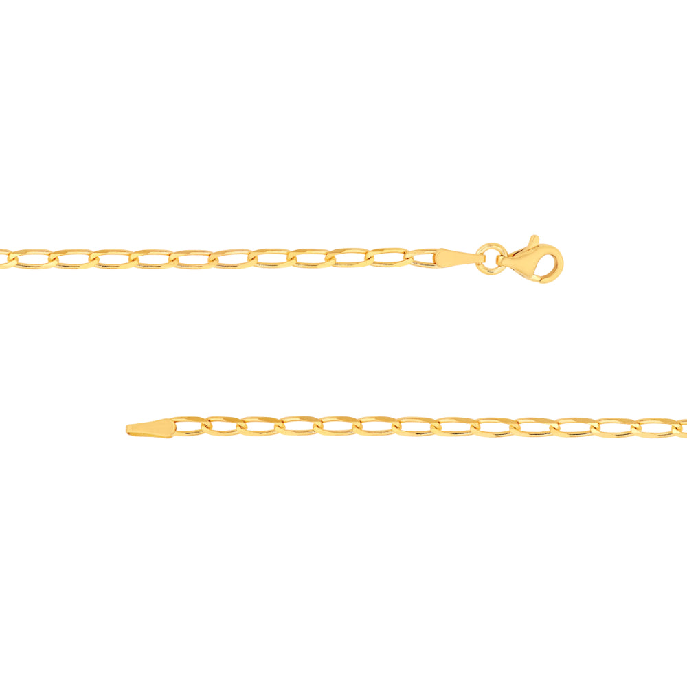 gold tone link chain necklace clasps on white background