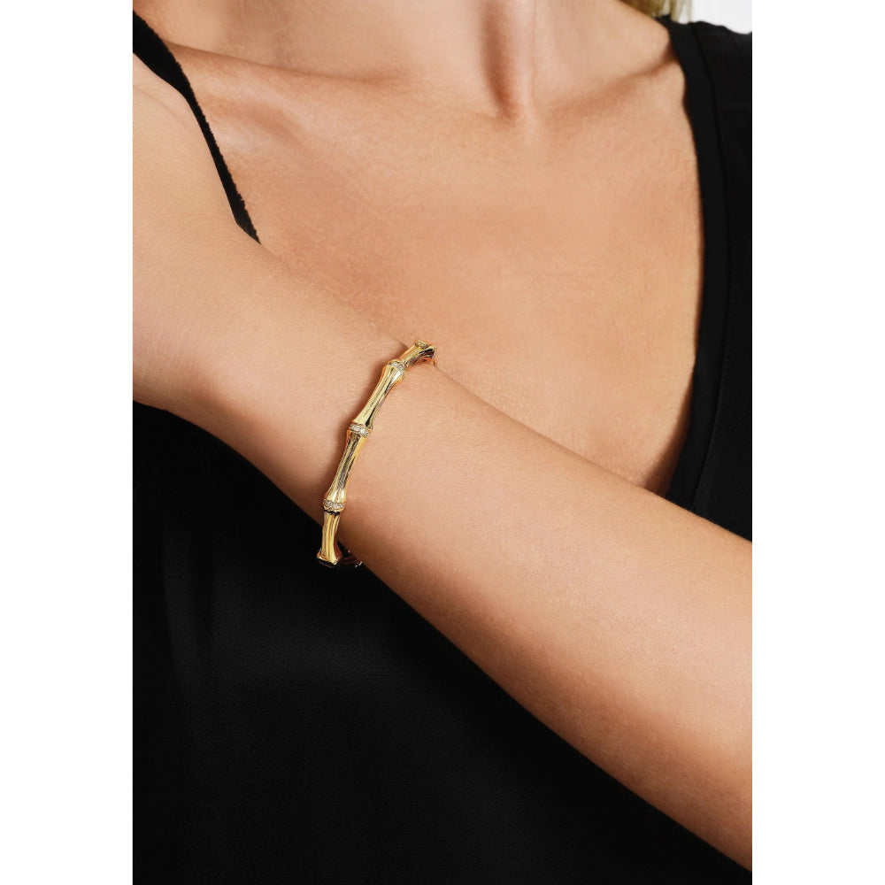 Anabel Aram Gold Bamboo Hinged Bangle