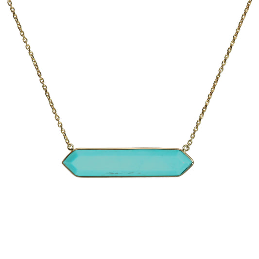 Oliva B. 14k Gold Hexagon Turquoise Pendant Necklace