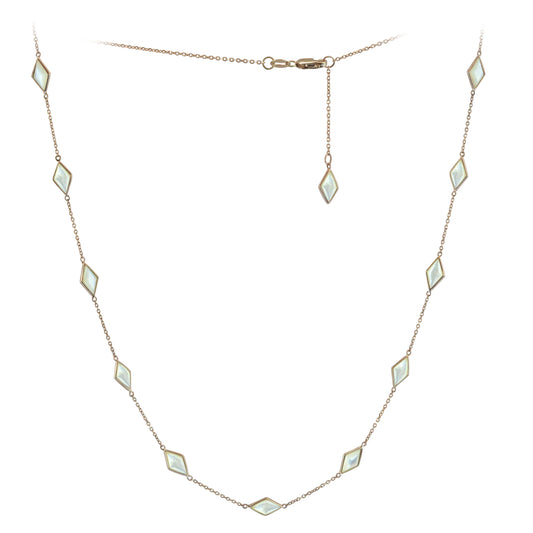 Oliva B. 14k Gold Mother of Pearl Adjustable Station Necklace