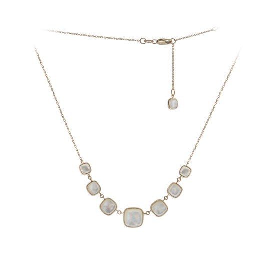 Oliva B. 14k Gold Mother of Pearl Adjustable Station Necklace