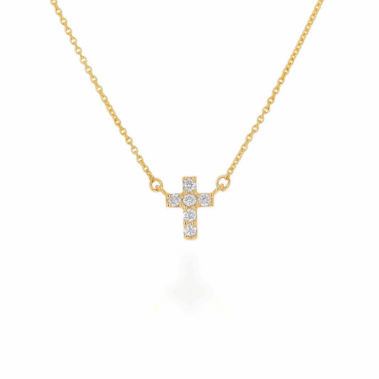 Rachel Reid 14k Mini Diamond Cross Necklace