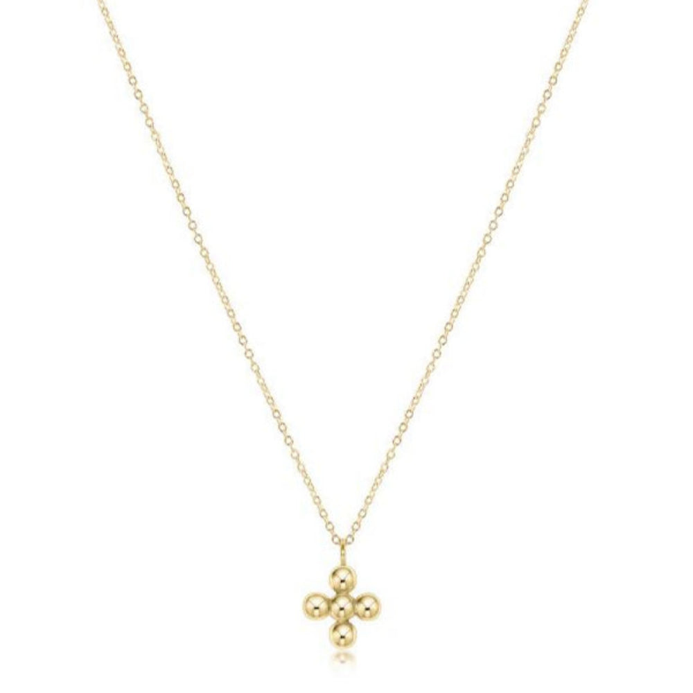 enewton 16" Necklace Gold - Classic Beaded Signature Cross Gold Charm - 4mm Bead Gold
