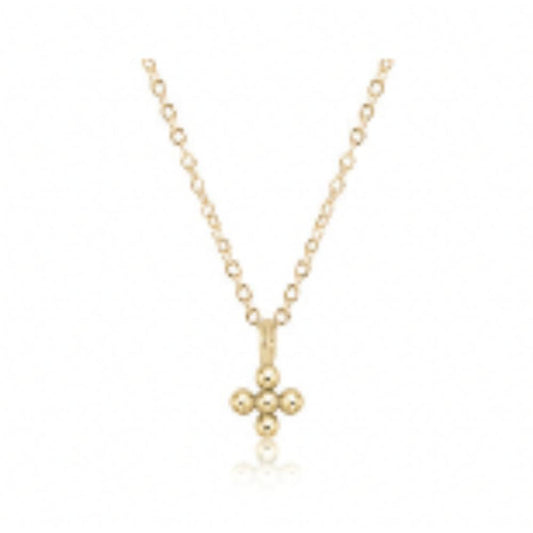 enewton 16" Necklace Gold - Classic Beaded Signature Cross Small Gold Charm