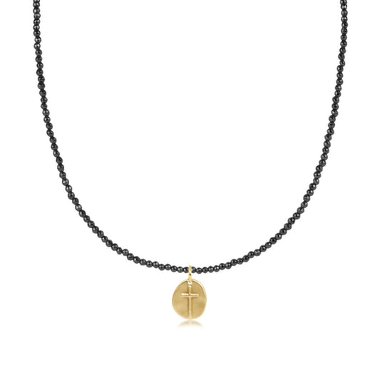 enewton 17" Choker Faceted Hematite 2mm Bead - Inspire Small Gold Charm