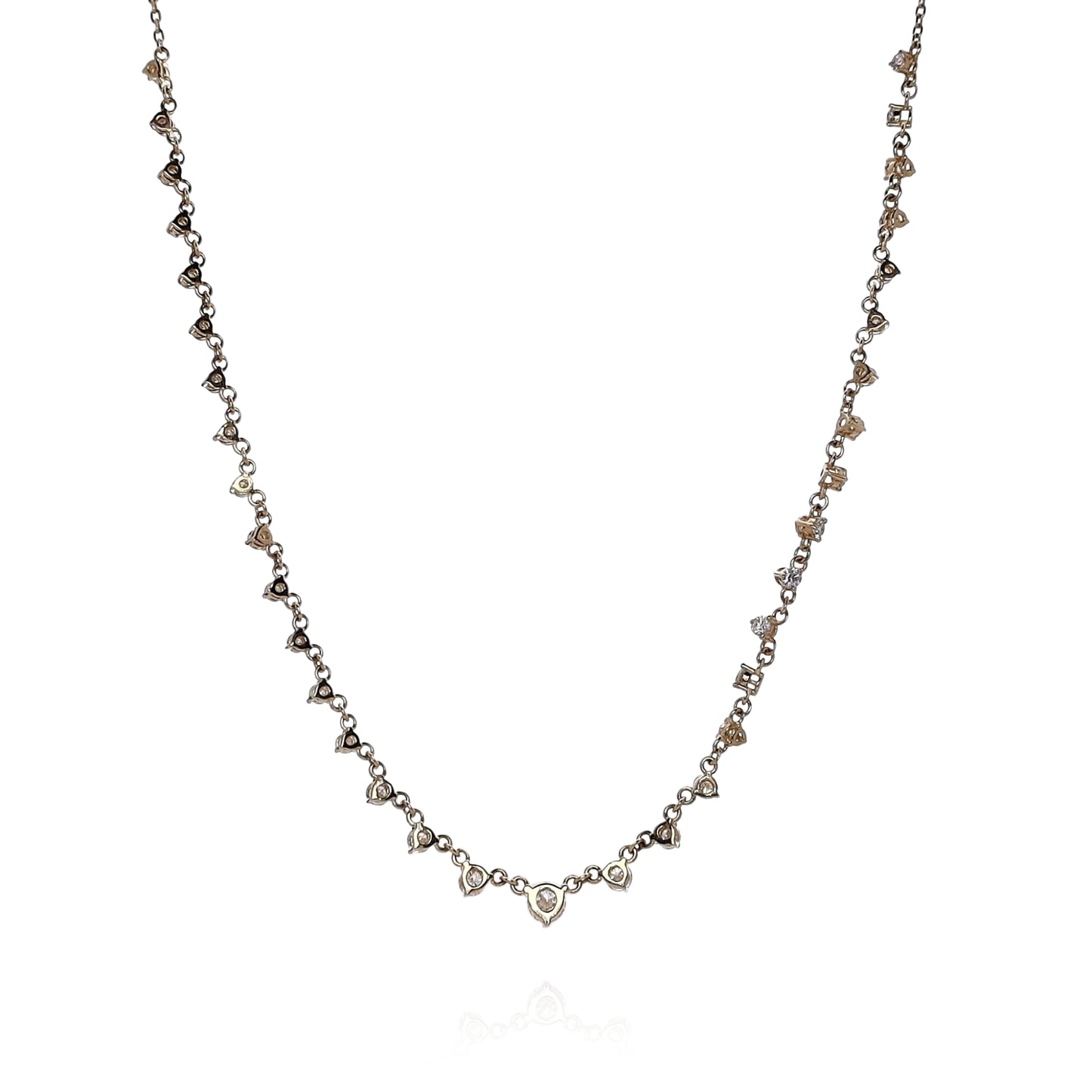 14k Yellow Gold 2.25ct Graduated Diamond Station Necklace