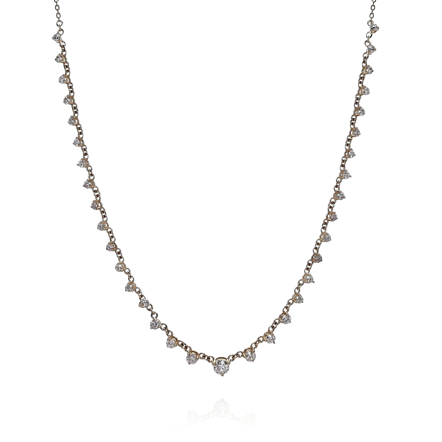 14k Yellow Gold 2.25ct Graduated Diamond Station Necklace