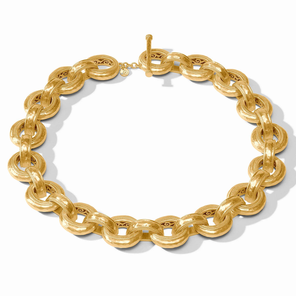 Gold chain bracelet on a white background