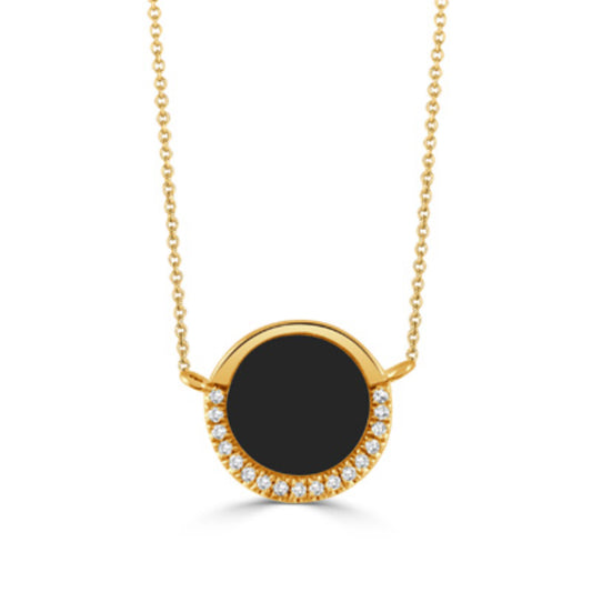Doves 14k Gold Onyx and Diamond Necklace