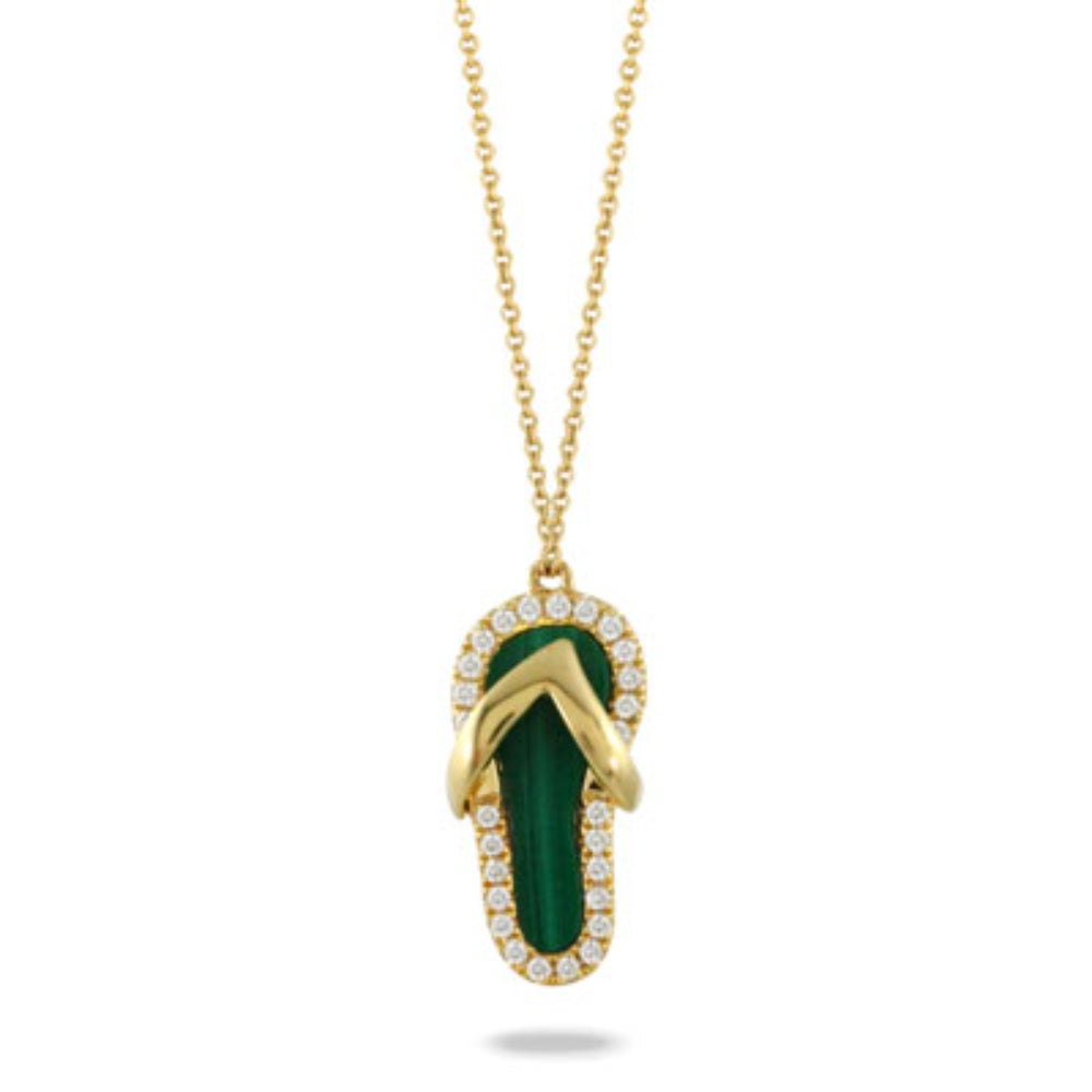 18k Diamond Flip Flop Pendant with Malachite