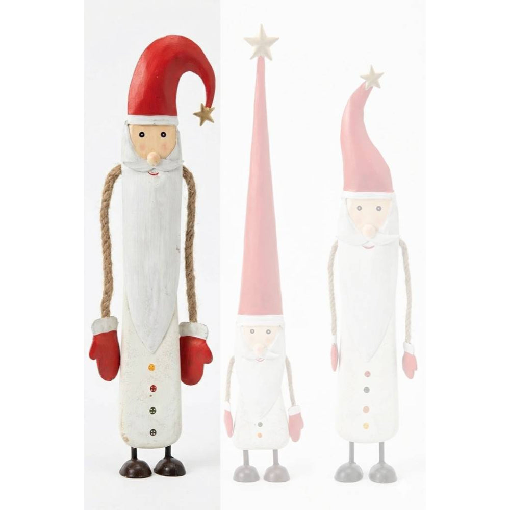 Set of three decorative figures with long hats on a white background