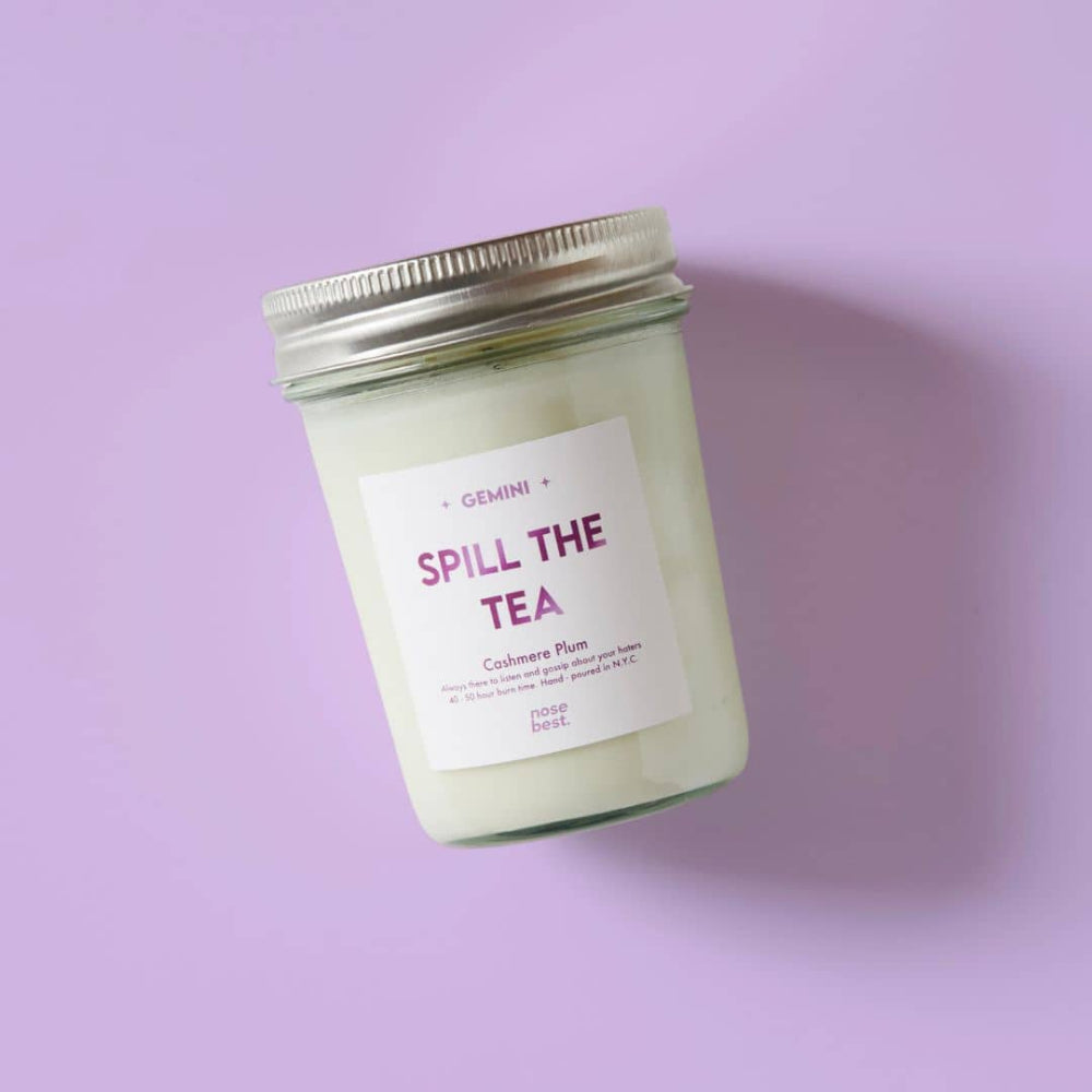Gemini (Spill The Tea) 8oz Zodiac Soy Candle-Cashmere Plum