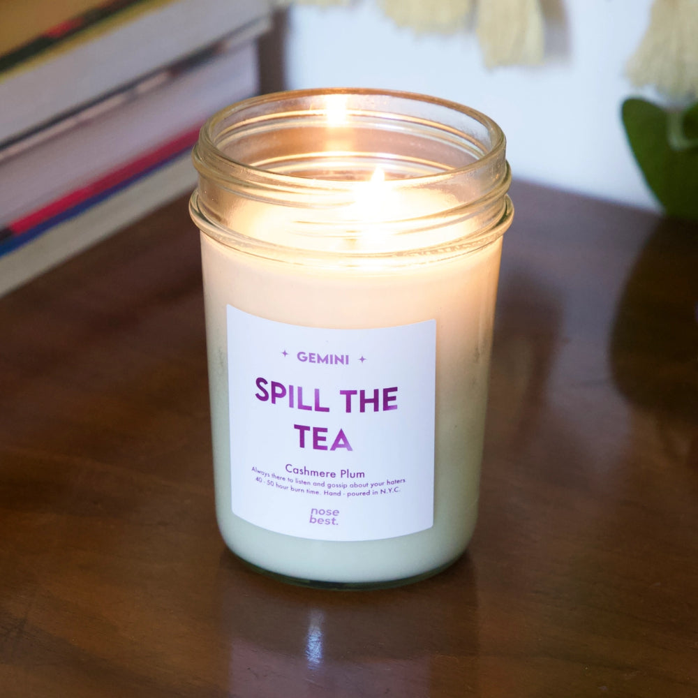 Gemini (Spill The Tea) 8oz Zodiac Soy Candle-Cashmere Plum