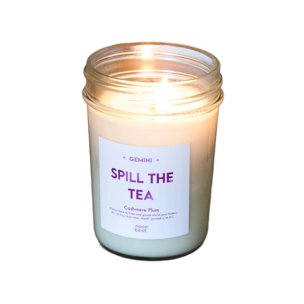 Gemini (Spill The Tea) 8oz Zodiac Soy Candle-Cashmere Plum