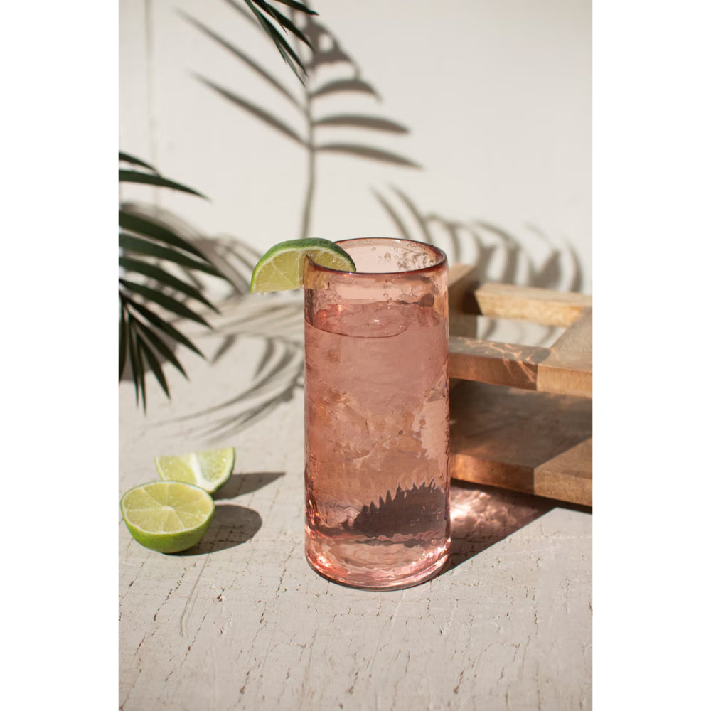 Kalalou Four Cocktail Glasses with Wooden Tray