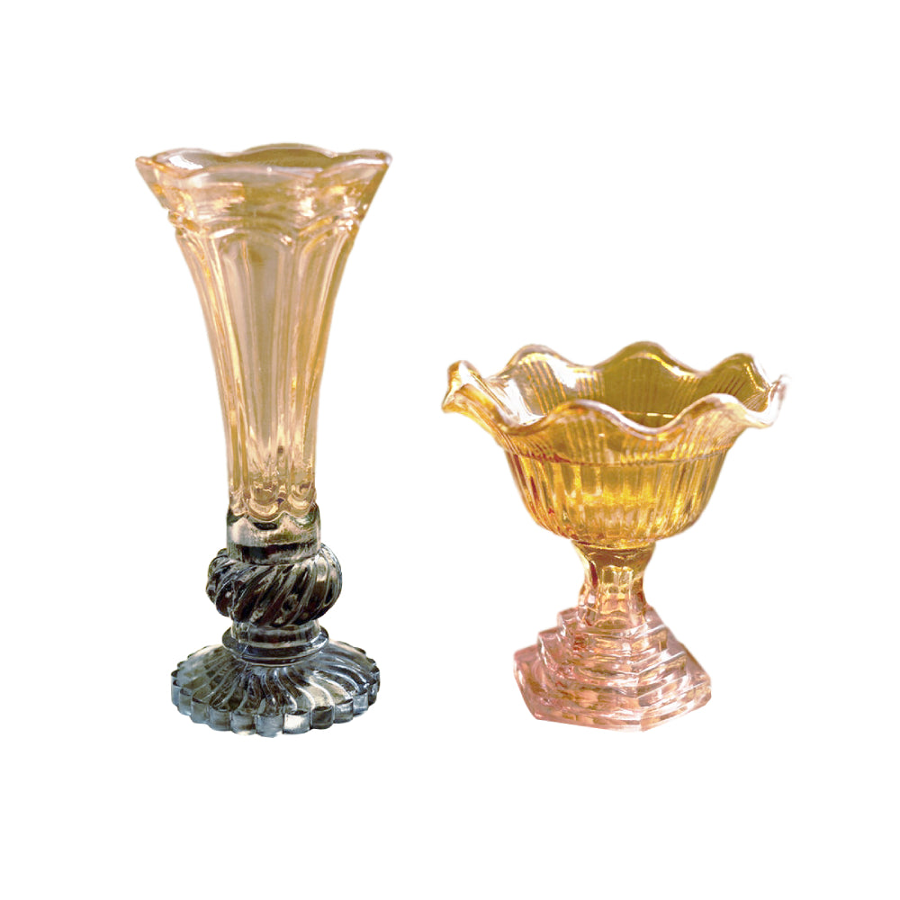 Kalalou Colored Glass Bowl and Vase - Set of 2