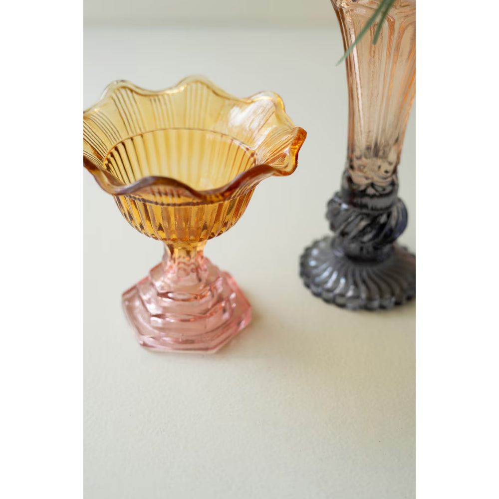 Kalalou Colored Glass Bowl and Vase - Set of 2
