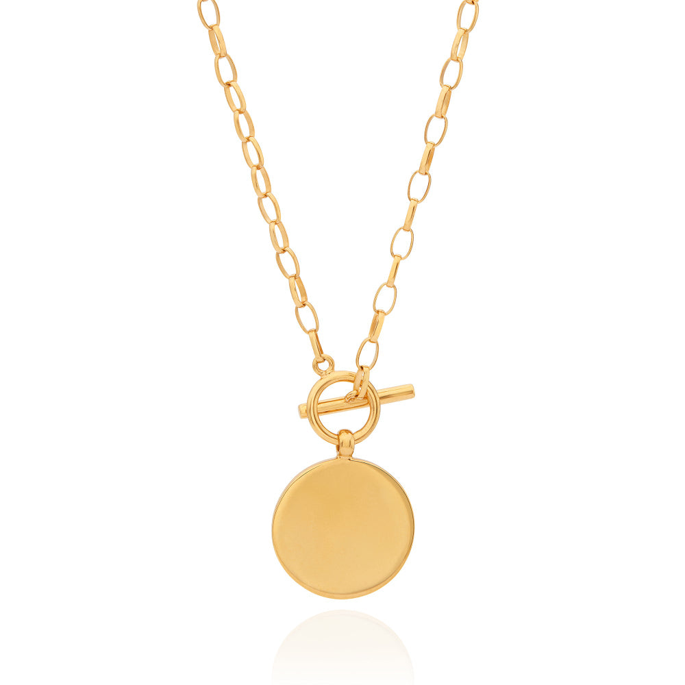 Anna Beck Classic Contrast Dotted Circle Toggle Necklace - Gold Tone
