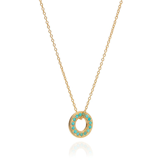 Anna Beck Turquoise Pave Open Circle Necklace - Gold & Turquoise