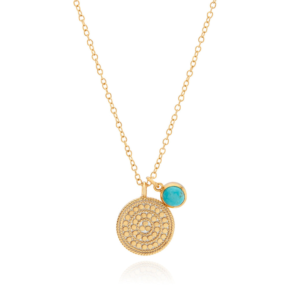 Anna Beck Turquoise Smooth Rim Circle of Life Pendant Necklace