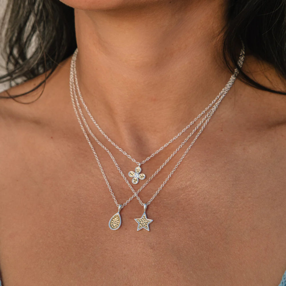 Anna Beck Two Tone Mini Clover Reversible Necklace 16-18"