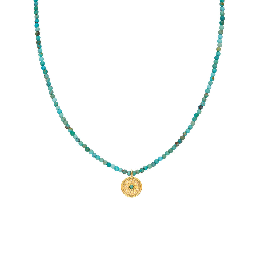 Anna Beck Mini Two Tone Beaded Turquoise Necklace-15-17"-GTQ