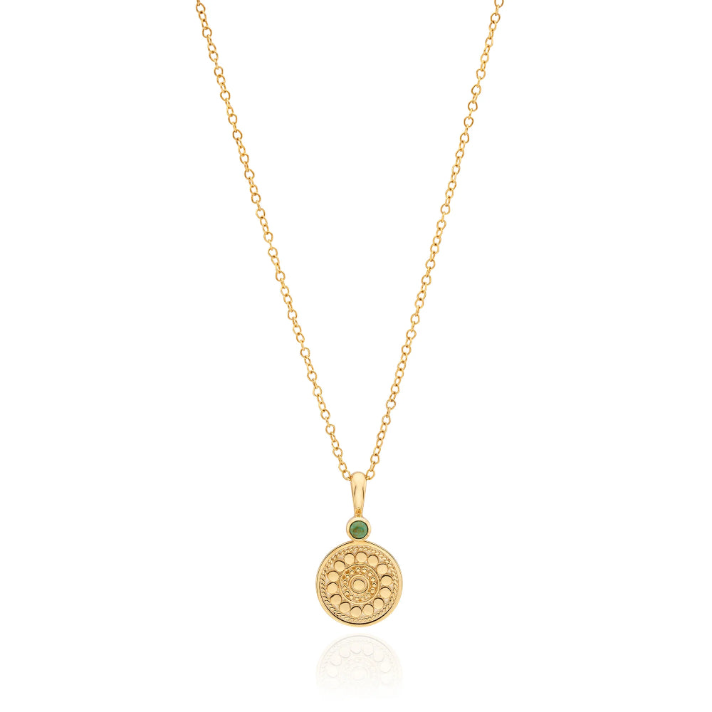 Anna Beck Turquoise Circle Drop Necklace 16-18" - Gold