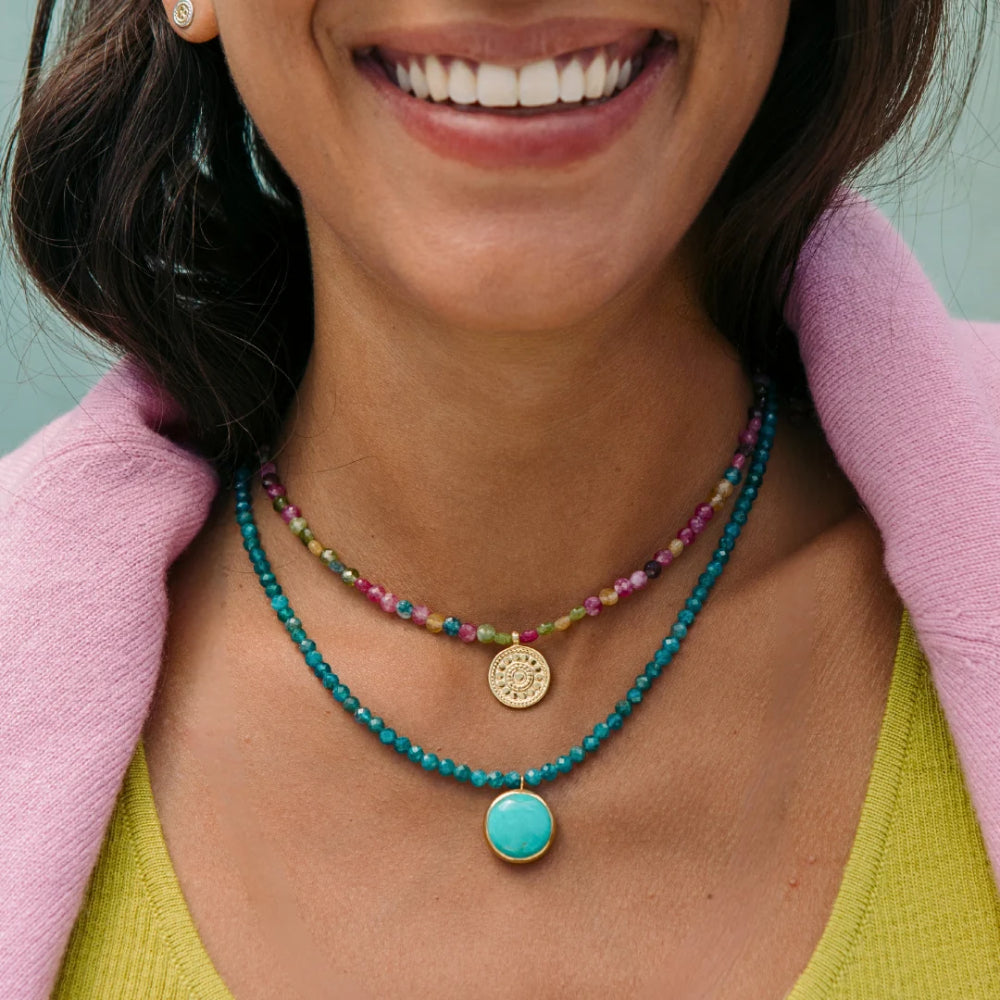 Anna Beck Multicolor Coin Jade Beaded Necklace