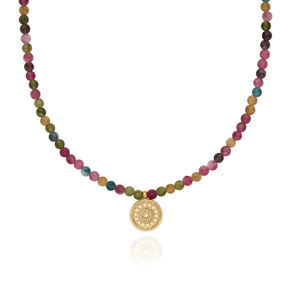 Anna Beck Multicolor Coin Jade Beaded Necklace