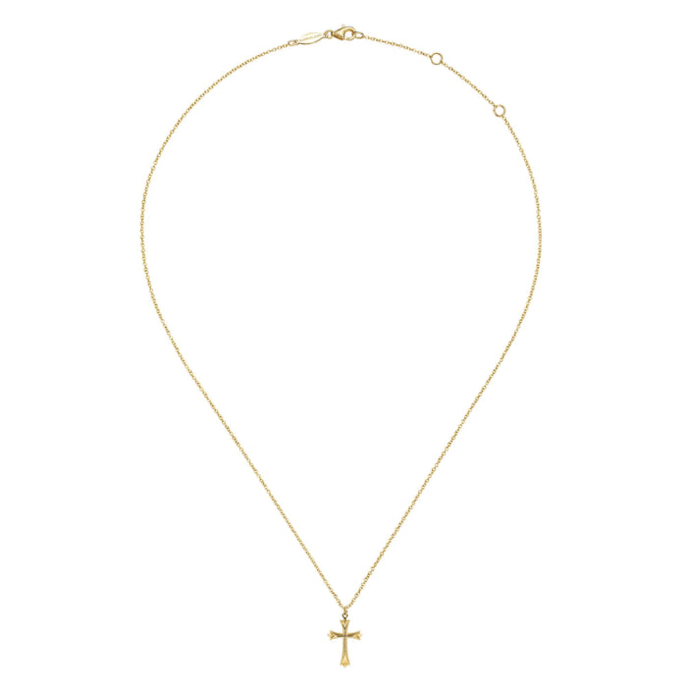 Gabriel & Co. 14k Yellow Gold Flared End Cross Pendant Necklace