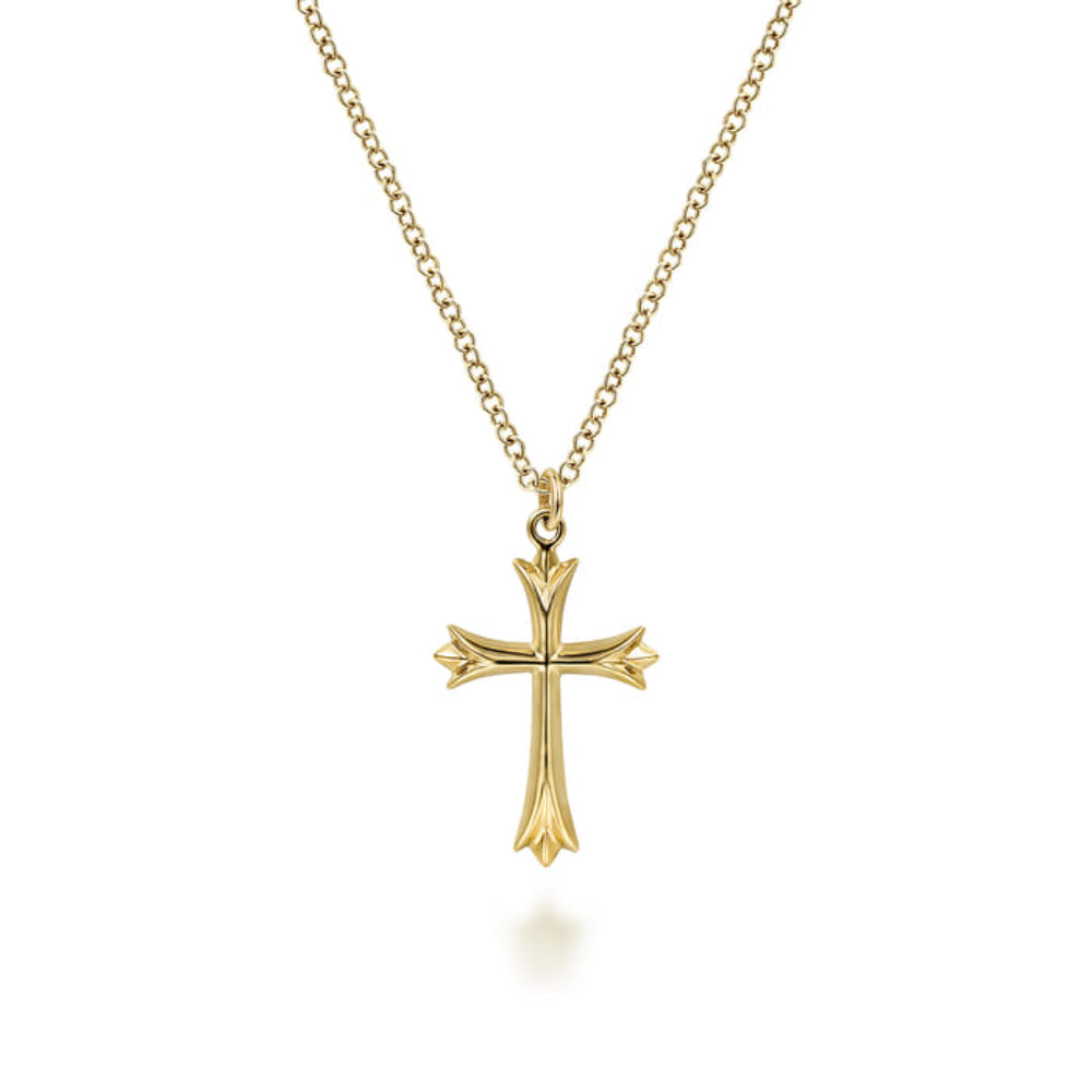 Gabriel & Co. 14k Yellow Gold Flared End Cross Pendant Necklace