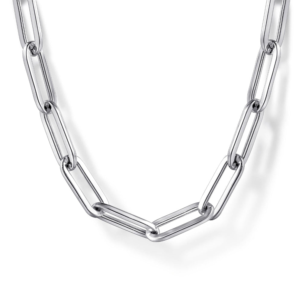 Sterling Silver paper clip  chain necklace 