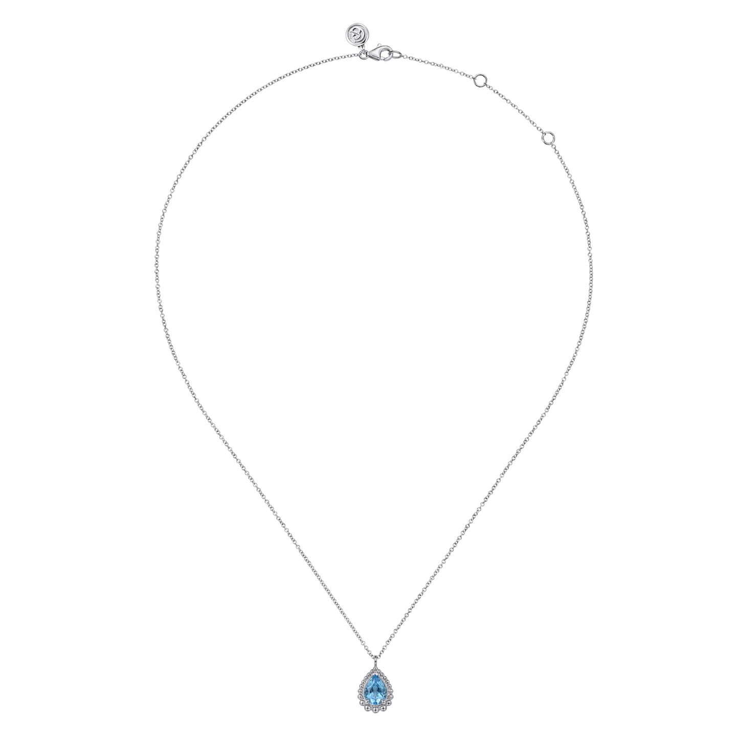 Gabriel & Co. Sterling Silver Bujukan Collection Faceted Blue Topaz (1.19tw) Teardrop Pendant Necklace (Copy)