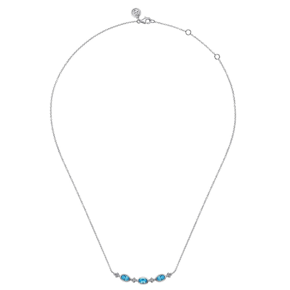 Necklace with blue topaz gemstones