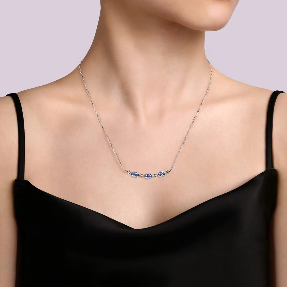 Necklace with blue Topaz gemstones 