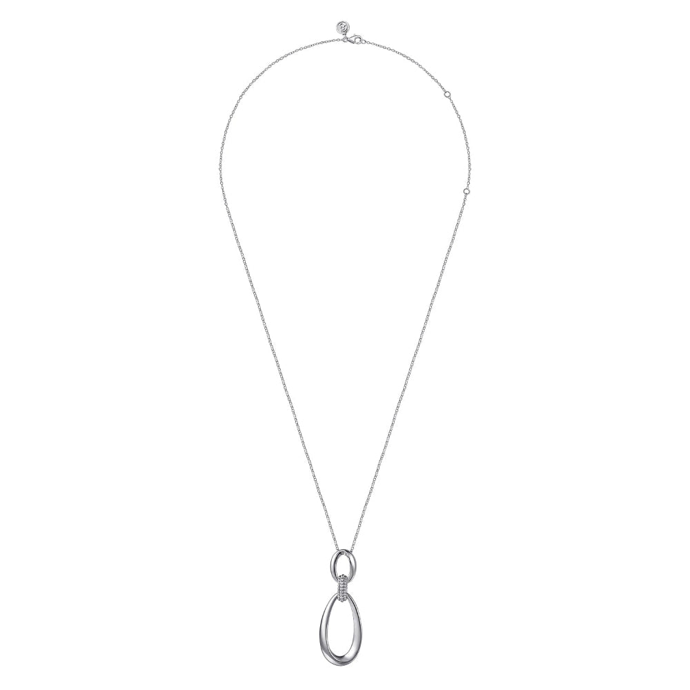 Sterling silver double oval drop pendant on 24 in chain 